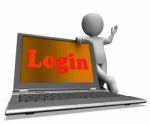 Login Laptop Character Shows Website Log In Security Stock Photo