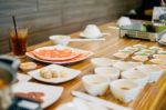 Table Full With Food Stock Photo