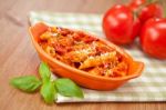 Spicy Chicken Penne Pasta Stock Photo