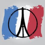 Eiffel Tower ,peace Symbol Icon On France Flag Stock Photo