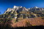 Autumn Landscape In Ordesa National Park, Pyrenees, Huesca, Arag Stock Photo