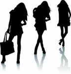 Silhouette Fashion Girls Stock Photo