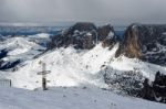 View From Sass Pordoi In The Upper Part Of Val Di Fassa Stock Photo