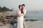 Pre Wedding Outdoor Romantic Stock Photo