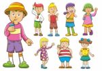 Set Of Cartoon Kids Stock Photo