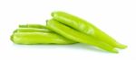 Green Hot Chili Pepper Isolated On The White Background Stock Photo