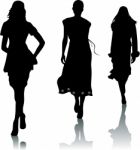 Silhouette Fashion Girls Stock Photo