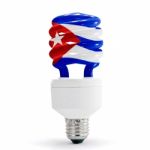 Cuba Flag On Energy Saving Lamp Stock Photo