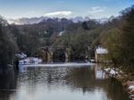 Durham, County Durham/uk - January 19 : View Along The River Wea Stock Photo