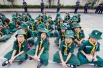 Student 9-10 Years Old, Scout Assembly, Scout Camp In Bangkok Thailand Stock Photo