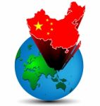Flag China Map On The Earth Stock Photo