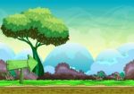 Cartoon  Landscape With Separated Layers For Game And Animation Stock Photo