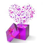 Heart Gift Indicates Valentines Day And Gift-box Stock Photo