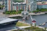 View Of The London Cable Car Over The River Thames Stock Photo