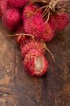 Fresh Rambutan Fruits Stock Photo