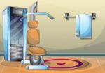 Cartoon  Illustration Interior Fitness Room With Separated Layers Stock Photo