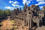 Bayon Temple With Giant Stone Faces, Angkor Wat, Siem Reap, Cambodia Stock Photo