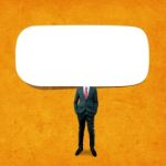 Businessman With Blank Notice Card Stock Photo