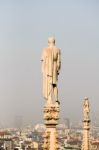 Detail Of The Skyline Of The Duomo In Milan Stock Photo