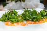 Fresh Salmon Carpaccio Stock Photo