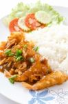 Fried Shrimp In Tamarind Sauce Stock Photo