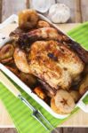 Roasted Chicken With Apples And Potatoes Stock Photo