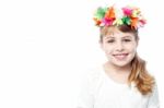 Child Wearing Wreath Of Flowers Stock Photo