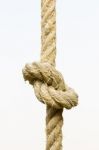 Closeup Knotted Rope On White Background Stock Photo