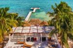 Wooden Pier Dock And Ocean View At Caye Caulker Belize Caribbean Stock Photo