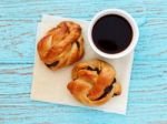 Breakfast With Bread Roll And Coffee Stock Photo