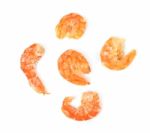 Dried Shrimp Isolated On The White Background Stock Photo