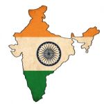 India Map On India Flag Drawing ,grunge And Retro Flag Series Stock Photo