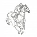 Horse Racing Jockey Doodle Art Stock Photo