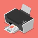 Printer Flat Style Isometric Stock Photo