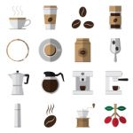 Coffee And Tea Flat Icons  Illustration Stock Photo