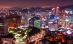 South Korea Skyline At Night Stock Photo