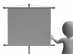 Character With Blank Signboard For Message Or Advertising Stock Photo