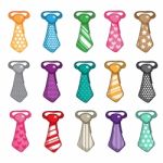 Set Of Necktie Isolated On White Background.  Illustration Stock Photo