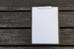 White Paper On Wooden Clipboard Stock Photo