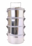 Metal Tiffin Carrier On White Background Stock Photo