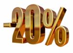 3d Gold 20 Twenty Percent Discount Sign Stock Photo