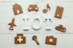 Cardboard Web Icons And Internet Of Things Acronym Stock Photo