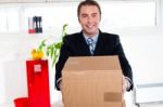 Active Executive Carrying Packed Carton Stock Photo