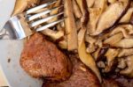 Venison Deer Game Filet And Wild Mushrooms Stock Photo