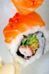 Fresh Sushi Choice Combination Assortment Selection Stock Photo