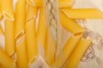 Italian Pasta Penne With Wheat Stock Photo