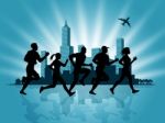 Jogging City Shows Get Fit And Cityscape Stock Photo