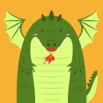 Cute Big Fat Green Dragon Stock Photo