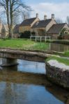 Scenic View Of Lower Slaughter Village In The Cotswolds Stock Photo