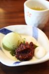 Japanese Ice Cream And Tea Stock Photo